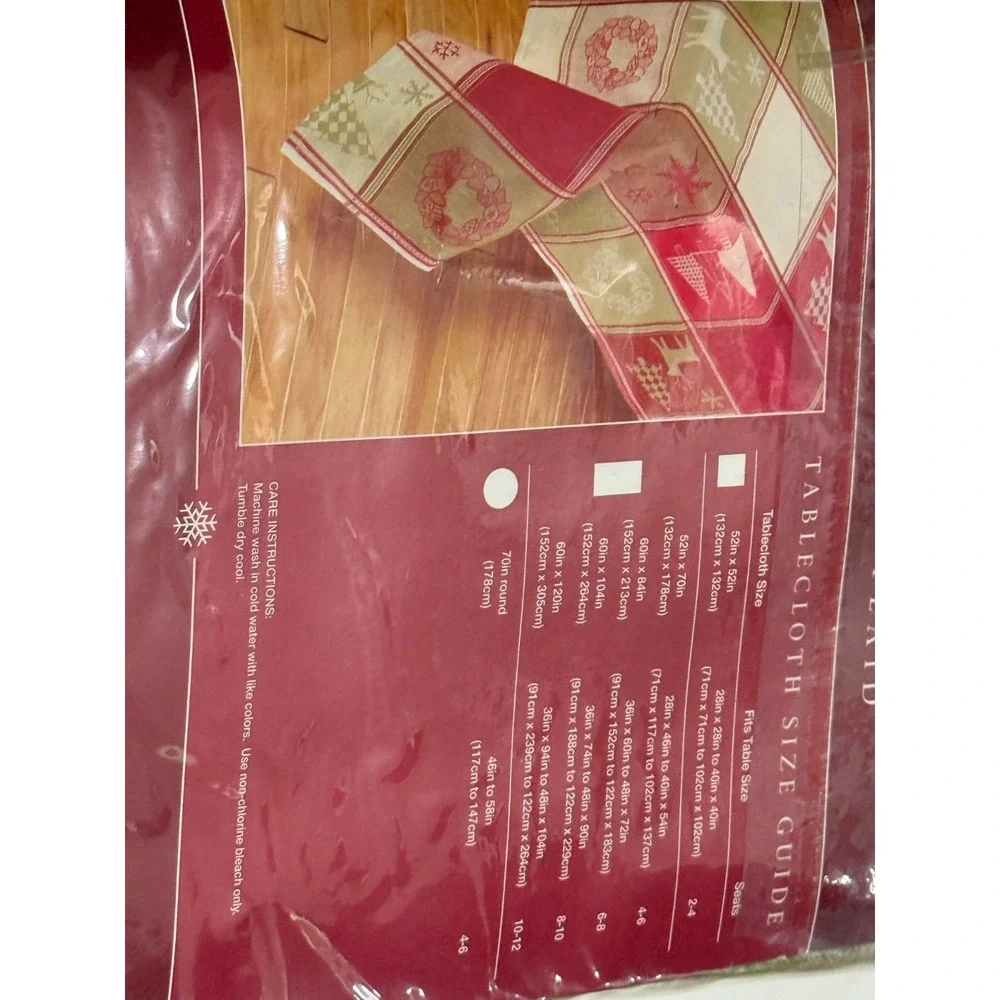 NWT Heartland Plaid Winter Home Tablecloth 60